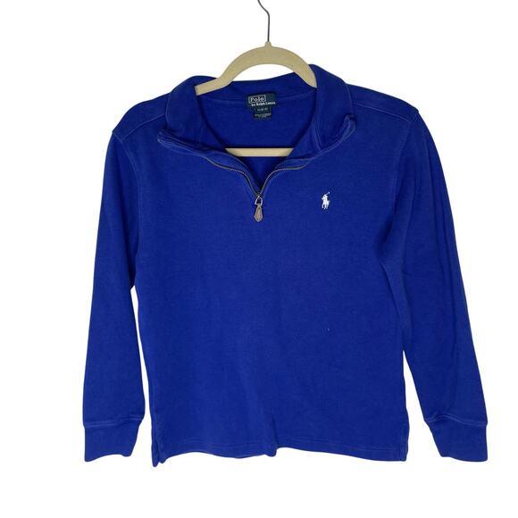 Polo Ralph Lauren Vintage Blue 3/4 Zip Collared Sweater size medium 90s - Picture 1 of 5